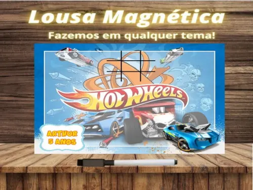 Lousa Magnética + Jogo da Velha Hot Wheels com Embalagem