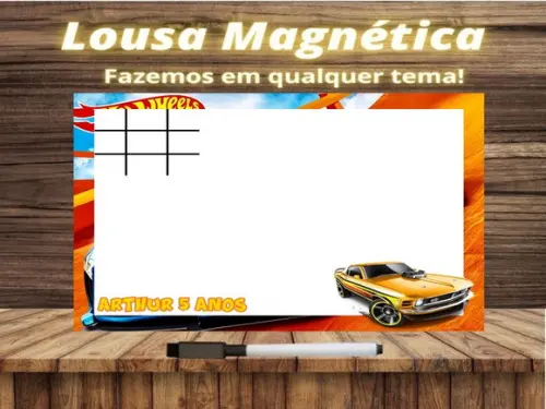 Lousa Magnética + Jogo da Velha Hot Wheels com Embalagem
