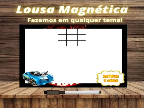Lousa Magnética + Jogo da Velha Hot Wheels com Embalagem