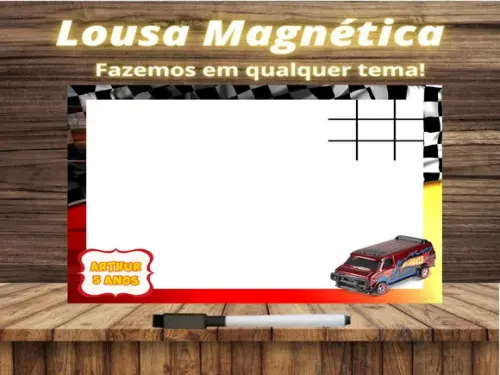 Lousa Magnética + Jogo da Velha Hot Wheels com Embalagem