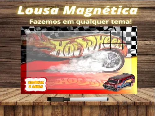 Lousa Magnética + Jogo da Velha Hot Wheels com Embalagem