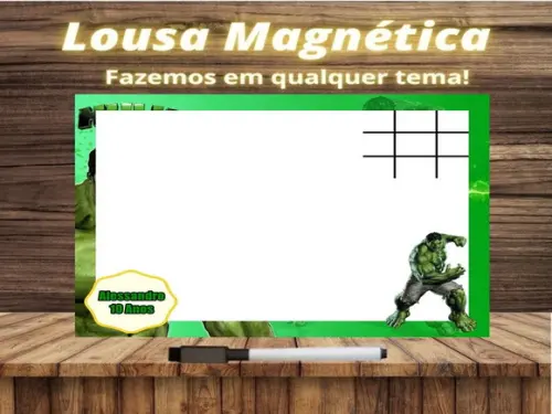 Lousa Magnética + Jogo da Velha Hulk com Embalagem