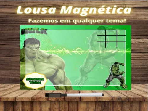 Lousa Magnética + Jogo da Velha Hulk com Embalagem