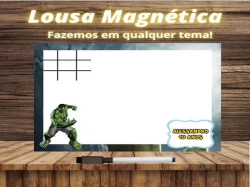 Lousa Magnética + Jogo da Velha Hulk com Embalagem