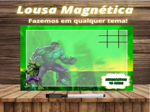 Lousa Magnética + Jogo da Velha Hulk com Embalagem