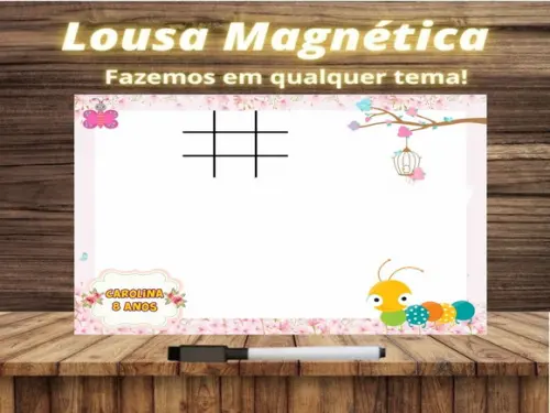 Lousa Magnética + Jogo da Velha Jardim Encantado c Embalagem