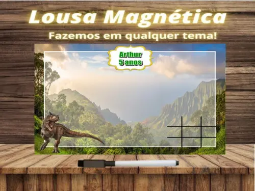 Lousa Magnética + Jogo da Velha Jurassic World com Embalagem