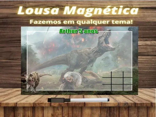 Lousa Magnética + Jogo da Velha Jurassic World com Embalagem