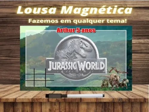 Lousa Magnética + Jogo da Velha Jurassic World com Embalagem