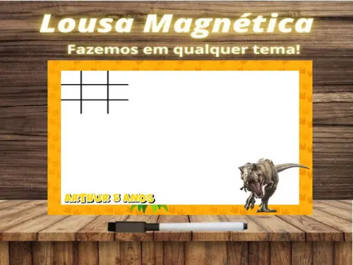 Lousa Magnética + Jogo da Velha Jurassic World com Embalagem