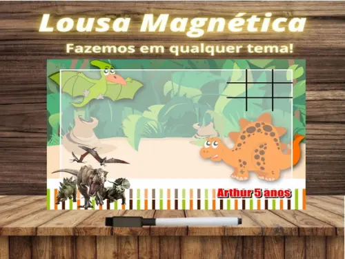Lousa Magnética + Jogo da Velha Jurassic World com Embalagem