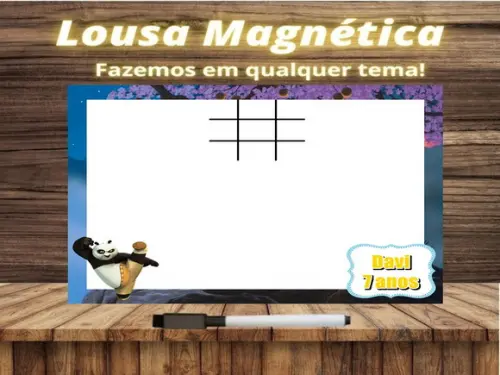 Lousa Magnética + Jogo da Velha Kung Fu Panda com Embalagem
