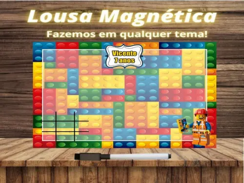 Lousa Magnética + Jogo da Velha Lego com Embalagem