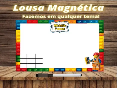Lousa Magnética + Jogo da Velha Lego com Embalagem