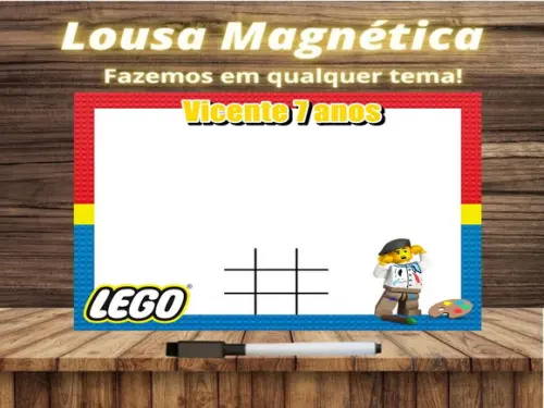 Lousa Magnética + Jogo da Velha Lego com Embalagem