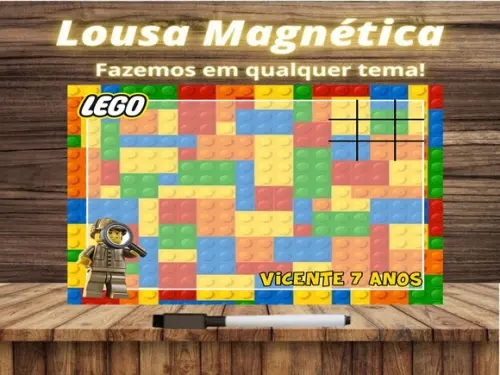 Lousa Magnética + Jogo da Velha Lego com Embalagem