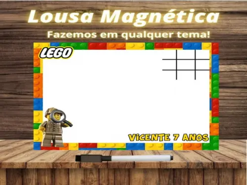 Lousa Magnética + Jogo da Velha Lego com Embalagem