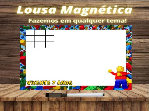 Lousa Magnética + Jogo da Velha Lego com Embalagem