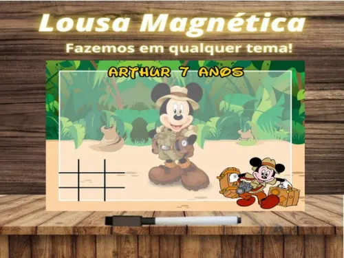 Lousa Magnética + Jogo da Velha Mickey Safari com Embalagem