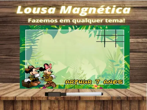Lousa Magnética + Jogo da Velha Mickey Safari com Embalagem
