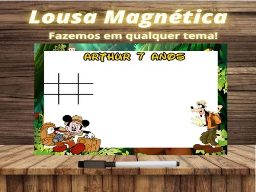 Lousa Magnética + Jogo da Velha Mickey Safari com Embalagem