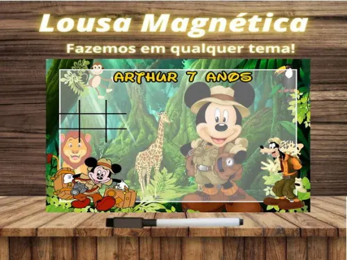Lousa Magnética + Jogo da Velha Mickey Safari com Embalagem