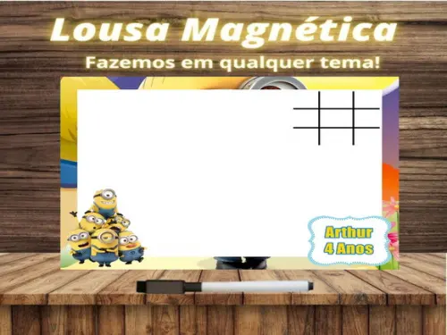 Lousa Magnética + Jogo da Velha Minions com Embalagem