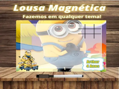 Lousa Magnética + Jogo da Velha Minions com Embalagem