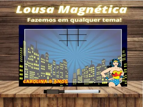 Lousa Magnética + Jogo da Velha Mulher Maravilha c Embalagem