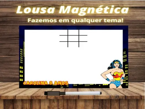 Lousa Magnética + Jogo da Velha Mulher Maravilha c Embalagem