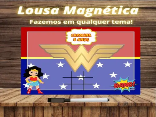 Lousa Magnética + Jogo da Velha Mulher Maravilha c Embalagem