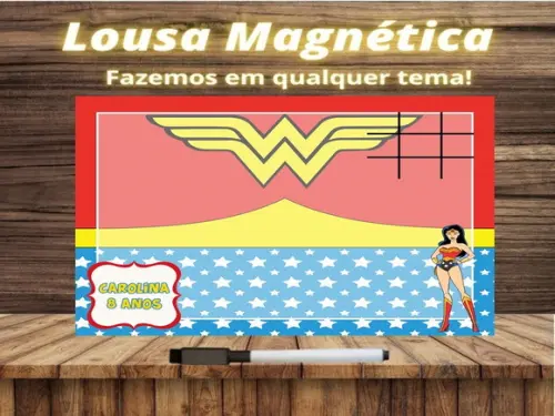 Lousa Magnética + Jogo da Velha Mulher Maravilha c Embalagem