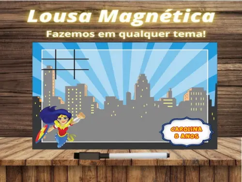 Lousa Magnética + Jogo da Velha Mulher Maravilha c Embalagem