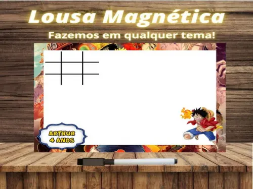 Lousa Magnética + Jogo da Velha One Piece com Embalagem