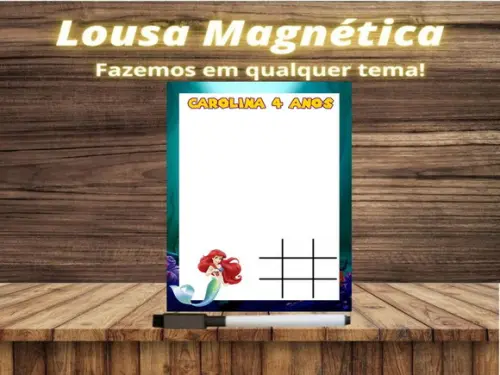 Lousa Magnética + Jogo da Velha Pequena Sereia com Embalagem