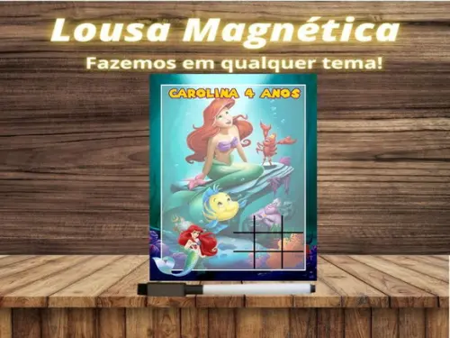 Lousa Magnética + Jogo da Velha Pequena Sereia com Embalagem
