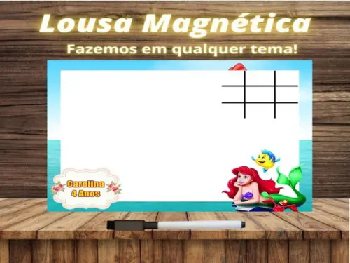 Lousa Magnética + Jogo da Velha Pequena Sereia com Embalagem