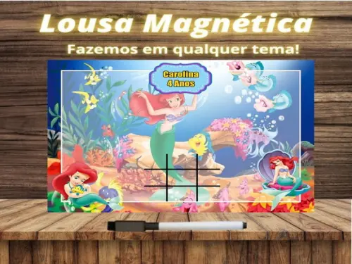 Lousa Magnética + Jogo da Velha Pequena Sereia com Embalagem
