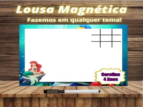 Lousa Magnética + Jogo da Velha Pequena Sereia com Embalagem