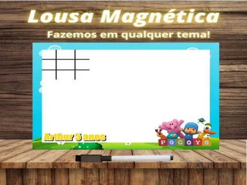 Lousa Magnética + Jogo da Velha Pocoyo com Embalagem
