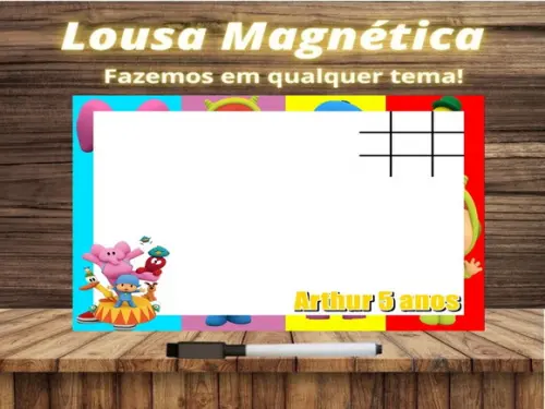 Lousa Magnética + Jogo da Velha Pocoyo com Embalagem
