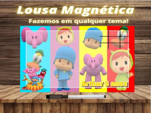 Lousa Magnética + Jogo da Velha Pocoyo com Embalagem