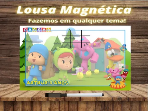 Lousa Magnética + Jogo da Velha Pocoyo com Embalagem