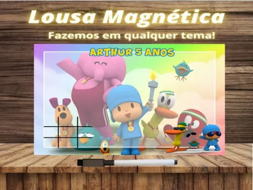 Lousa Magnética + Jogo da Velha Pocoyo com Embalagem