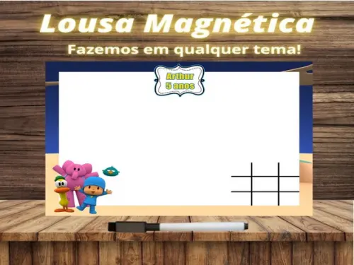 Lousa Magnética + Jogo da Velha Pocoyo com Embalagem