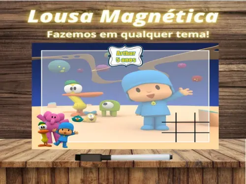 Lousa Magnética + Jogo da Velha Pocoyo com Embalagem