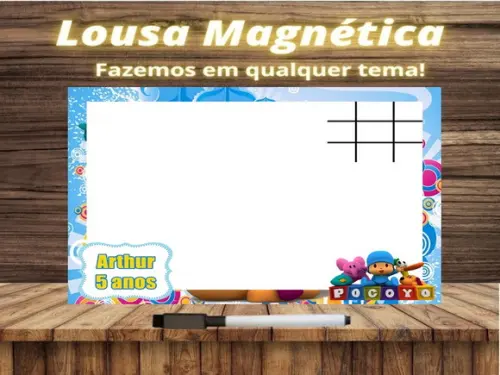 Lousa Magnética + Jogo da Velha Pocoyo com Embalagem