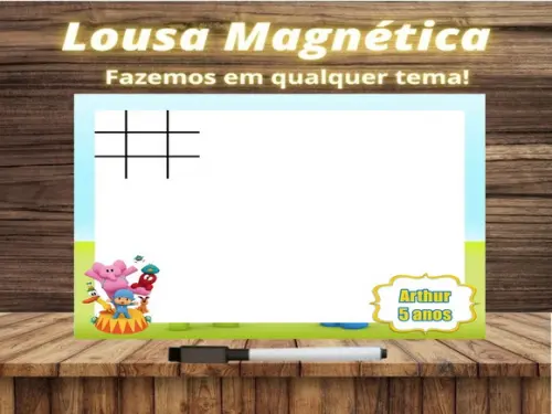 Lousa Magnética + Jogo da Velha Pocoyo com Embalagem