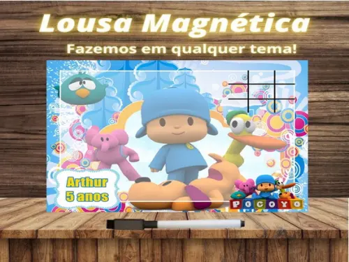 Lousa Magnética + Jogo da Velha Pocoyo com Embalagem
