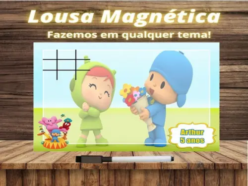 Lousa Magnética + Jogo da Velha Pocoyo com Embalagem